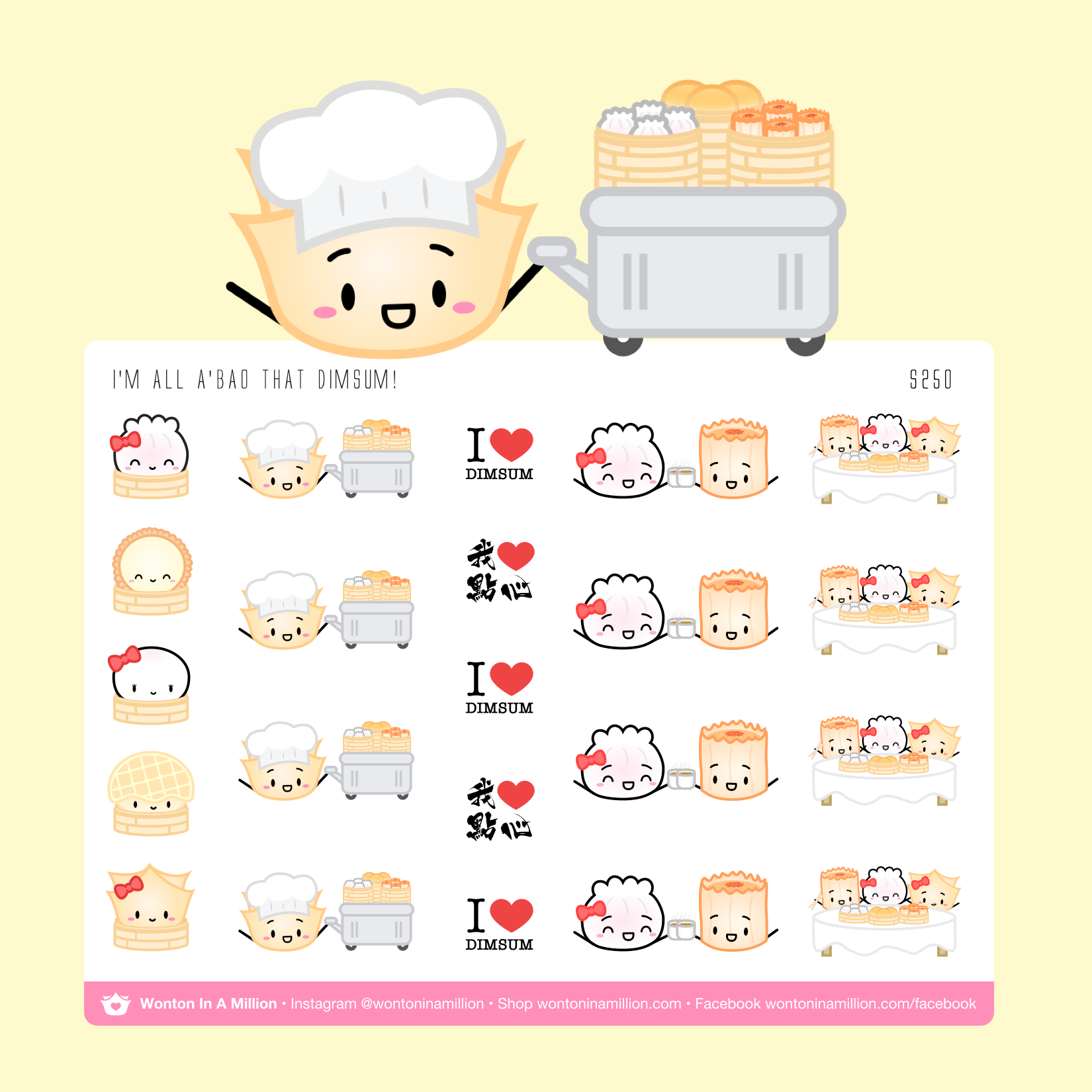 Hello Kitty Fanart Dimsum Planner Stickers - Wonton In A Million