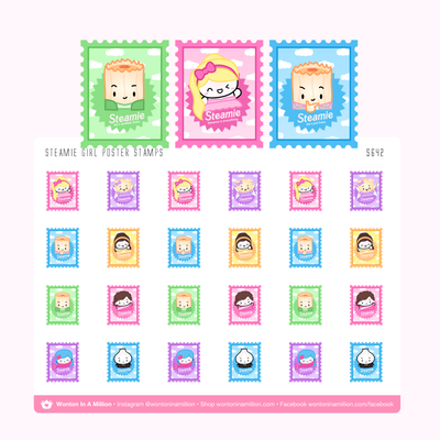 S642 | Steamie Girl Poster Stamps Stickers