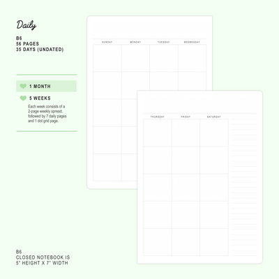 N112 | Porcelain - Undated 1-Month Daily Planner (B6)