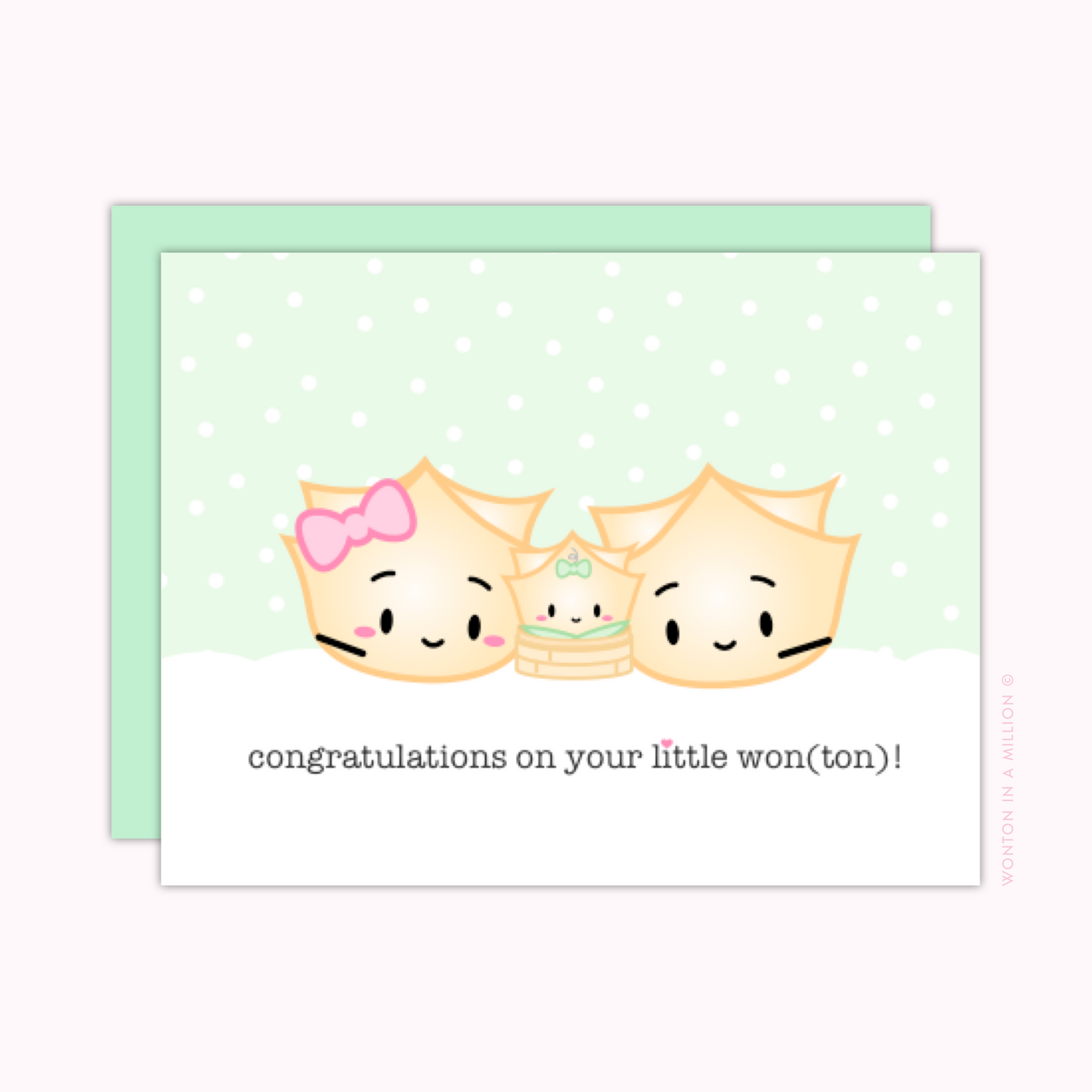C154 | "Congratulations On Your Little Won(ton)!" Baby Greeting Card (A2)