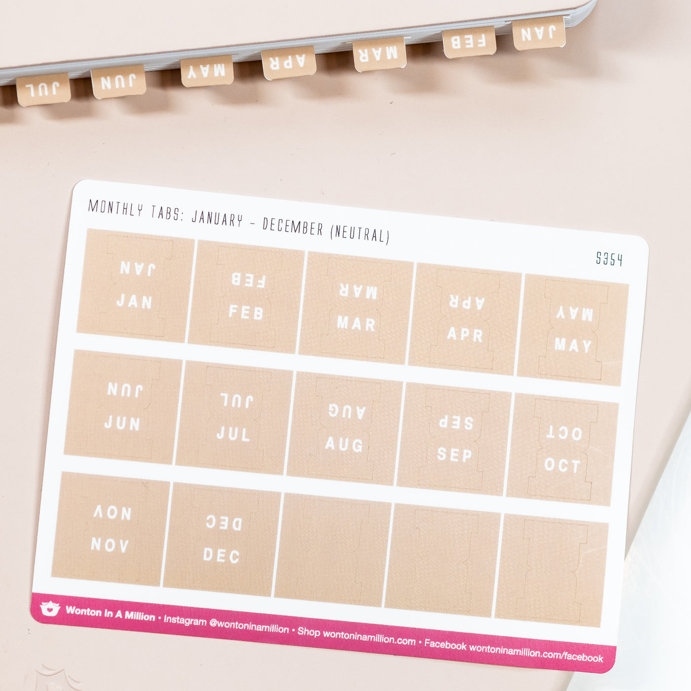 S354 | Neutral Monthly Tab Stickers