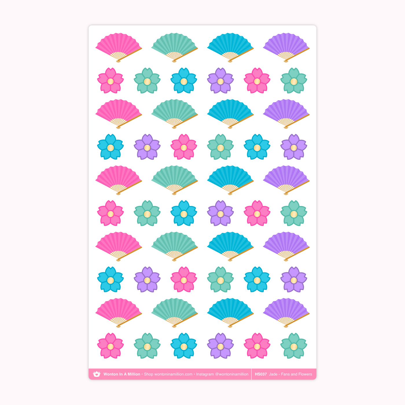 HS037 | Jade Fans and Flowers Washi Stickers