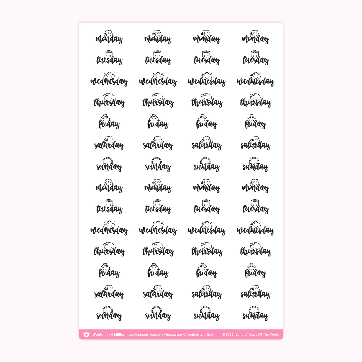 HS055 | Days Of The Week Scripts Washi Stickers