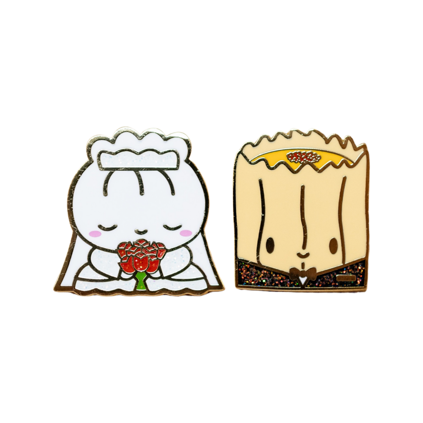PINS008 | Wedding Steamie and Suey Bride and Groom Pins (Set of 2)