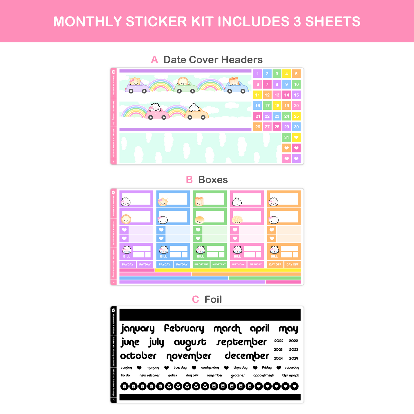 MBSK018 | Rainbow Roadtrip Monthly Sticker Kit (B6)