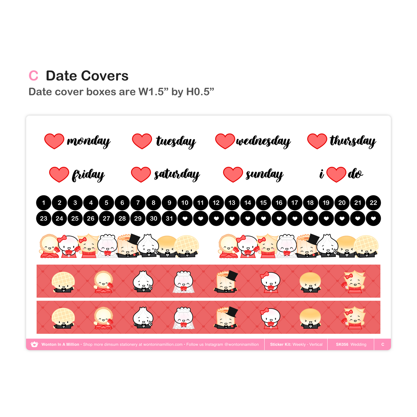 SK056 | Wedding Weekly Sticker Kit (Standard Vertical)