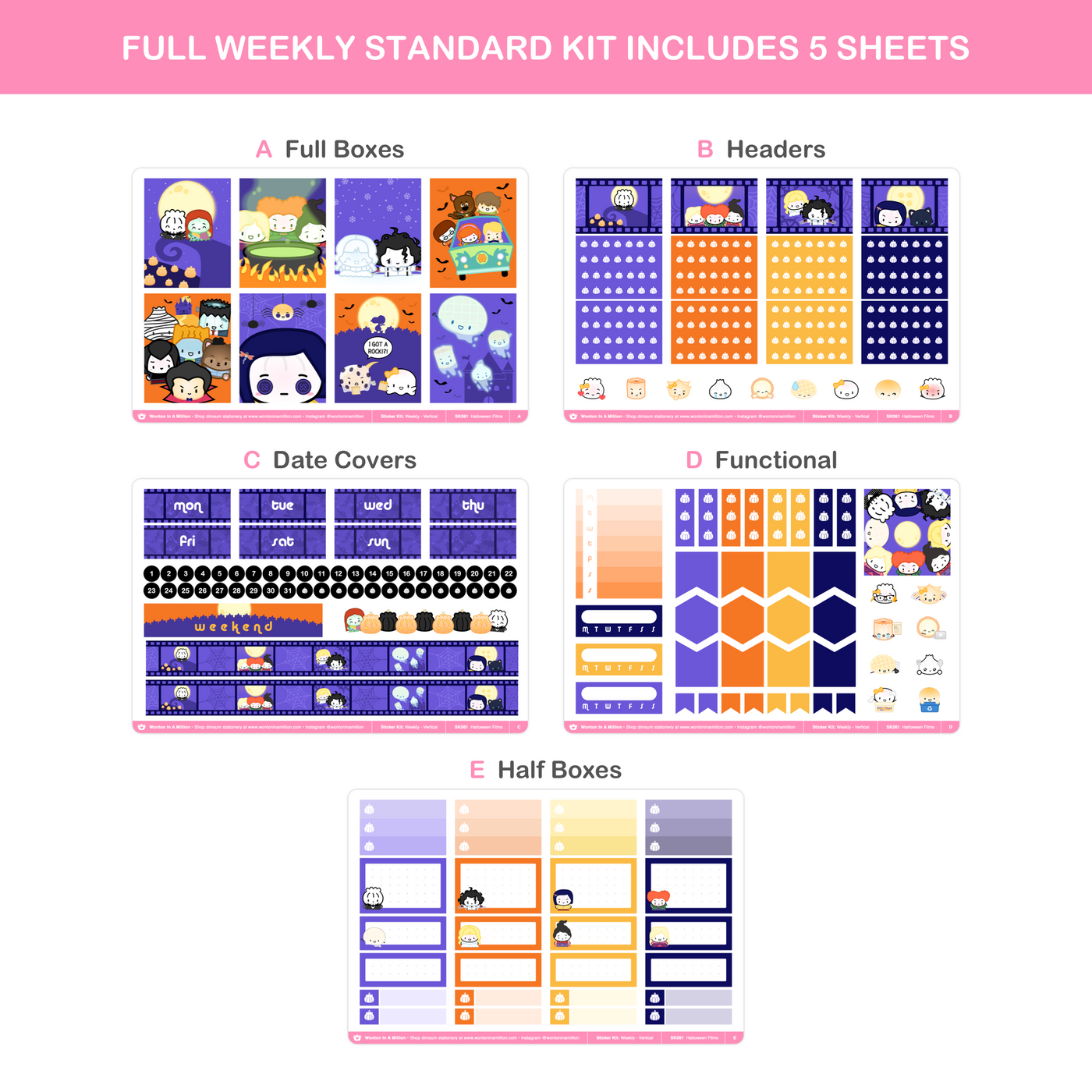 SK061 | Halloween Films Weekly Sticker Kit (Standard Vertical)