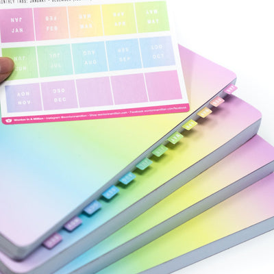 S544 | Pastel Rainbow Ombré Monthly Tab Stickers