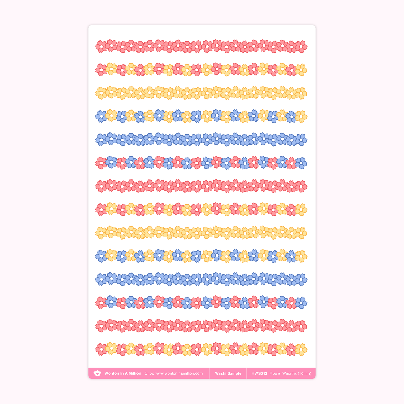 HWS043 | Spam Flower Wreaths Washi Sample Stickers (10mm)
