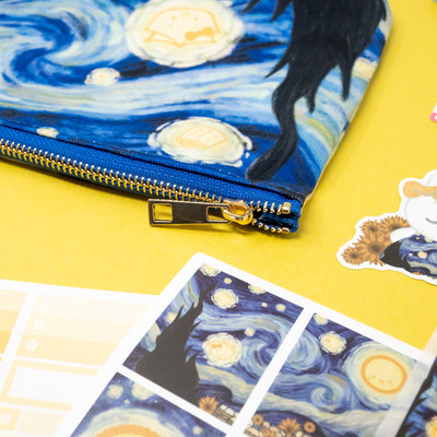 MISC096 | Starry Night Large Canvas Pouch 13x8x4"