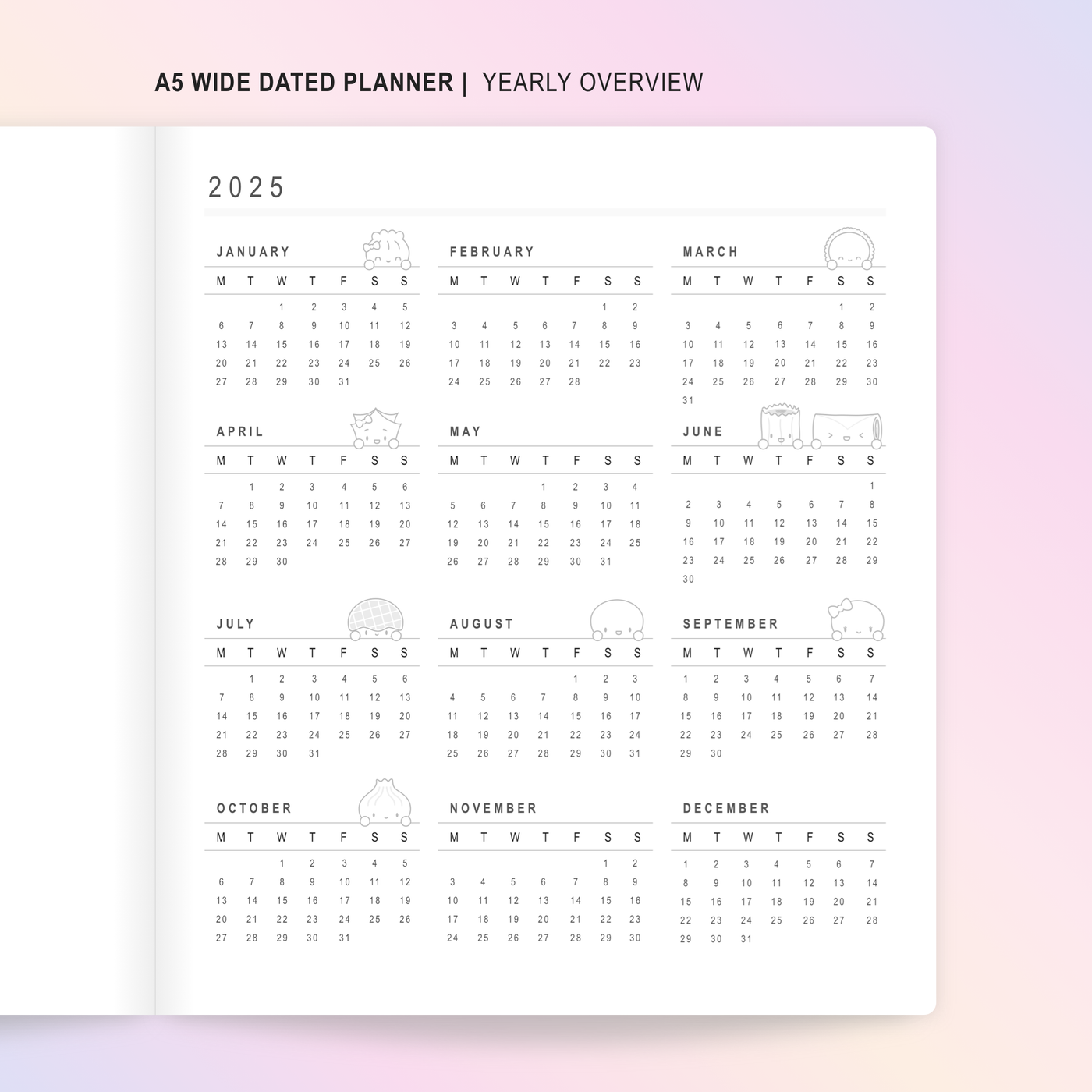 N140 | DATED 2025 Wonton In A Million Sunrise Blush A5W Planner