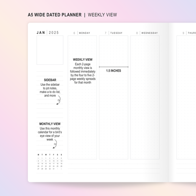 N140 | DATED 2025 Wonton In A Million Sunrise Blush A5W Planner