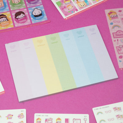 P067 | Steamie Girl Neon Rainbow Weekly Notepad (6x9")