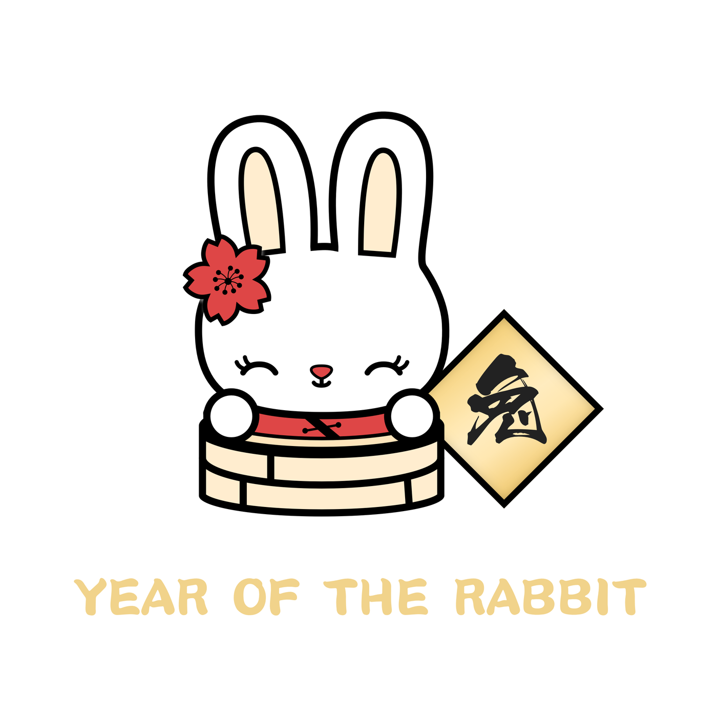 PIN080C | Zodiac - Year Of The Rabbit Gold Enamel Pin
