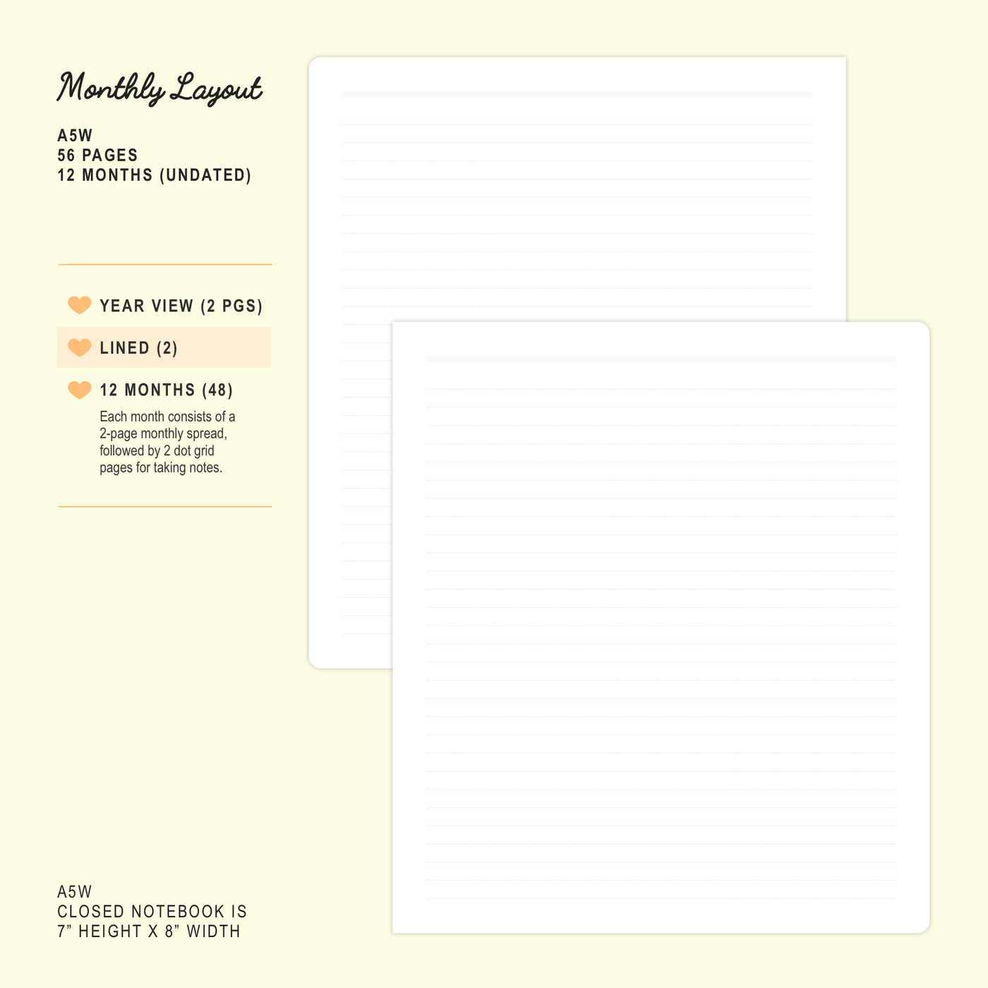 Porcelain - Undated 12-Month Monthly Planner (A5W)