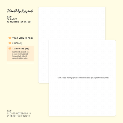 N086 | Porcelain - Undated 12-Month Monthly Planner (A5W)