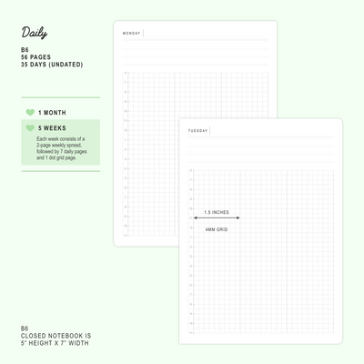 N112 | Porcelain - Undated 1-Month Daily Planner (B6)