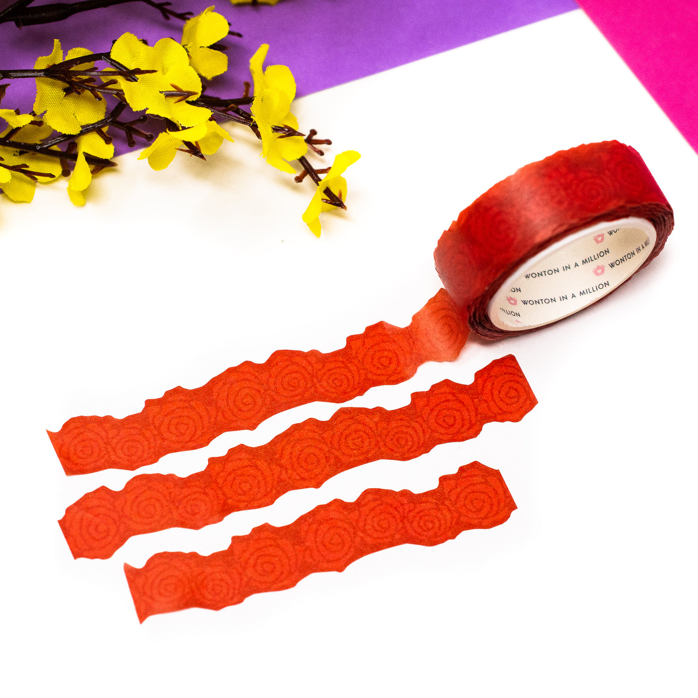 Flour Power - Bold Red Roses Washi (DIECUT, 15mm)