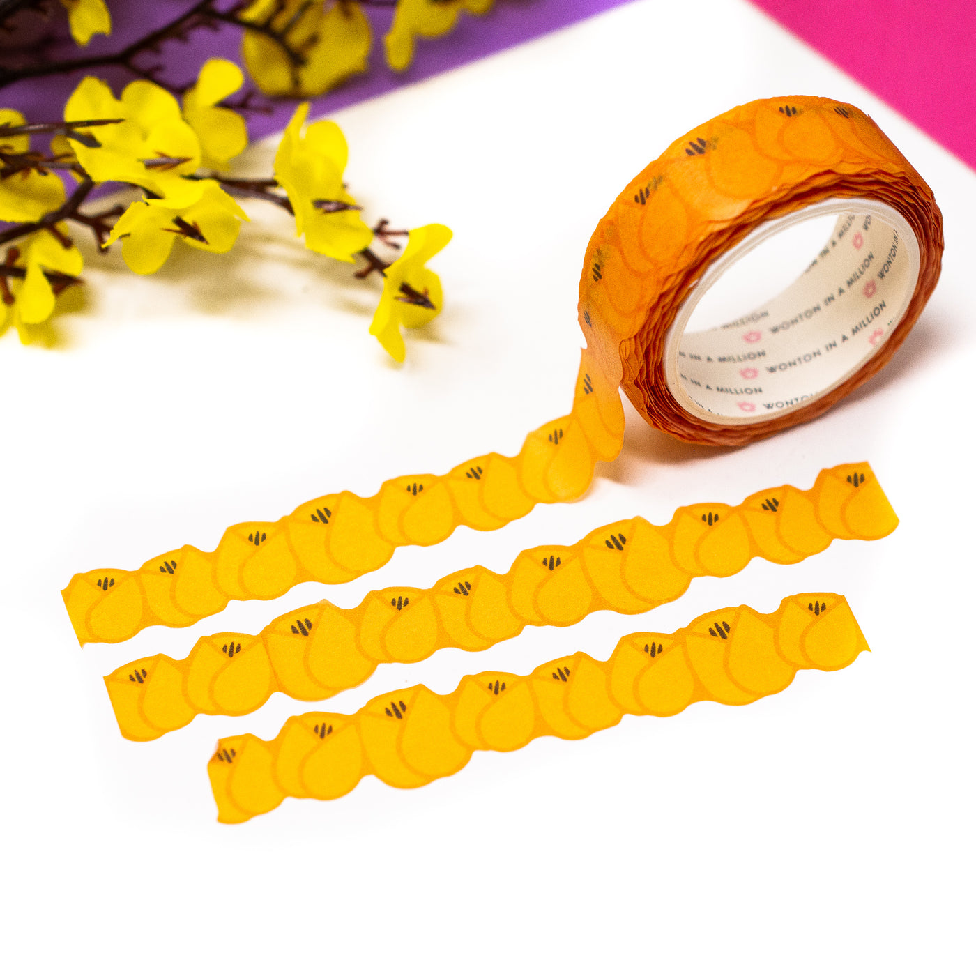 Flour Power - Tangerine Tulips Washi (DIECUT, 15mm)