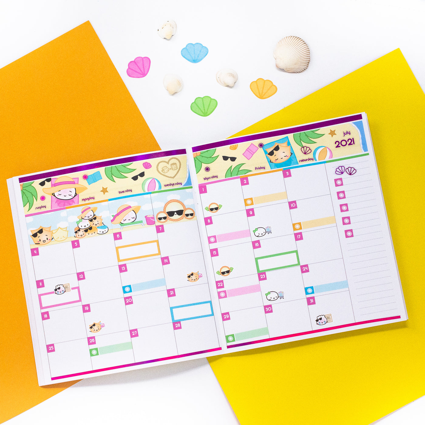 Sun's Out, Buns Out Monthly Sticker Kit (A5W)