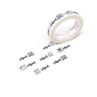 Scripts - School Washi (1" Perforated, 10mm)