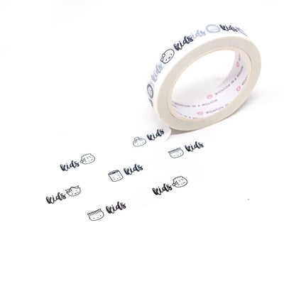 Scripts - Kids Washi (1" Perforated, 10mm)