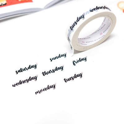 Days Of The Week Scripts Washi (10mm, 1" perforated)