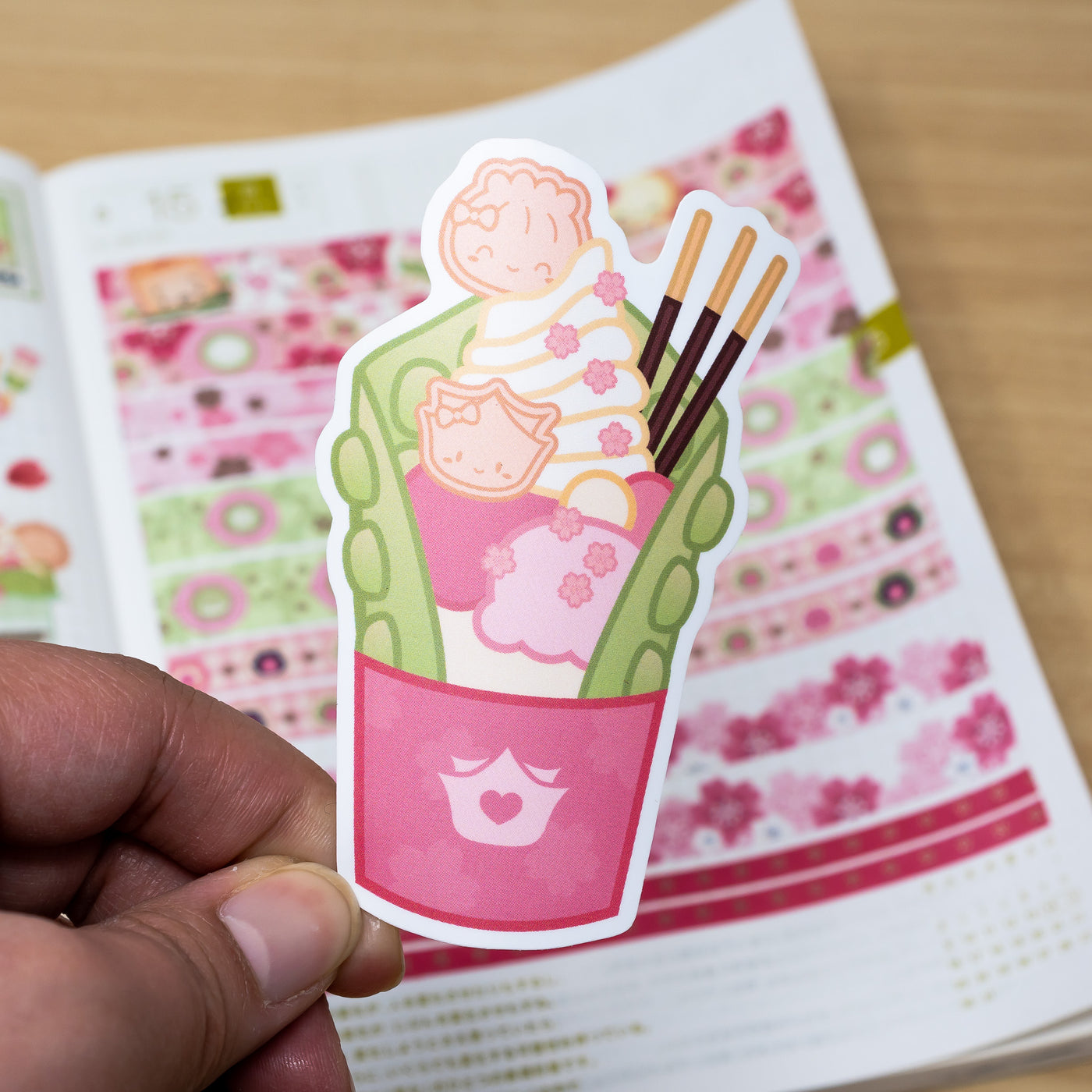Matcha Sakura - Egg Waffle Dessert Laptop Vinyl Sticker