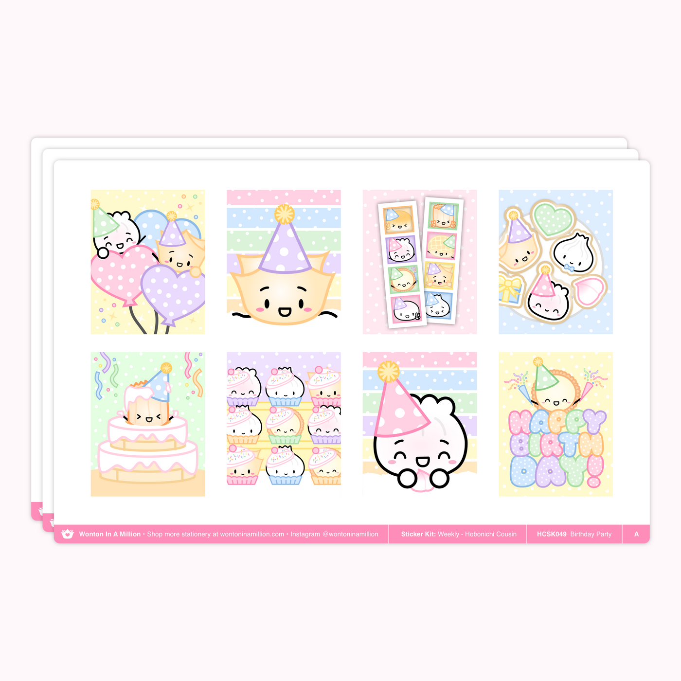 HCSK049 | Birthday Party Weekly Sticker Kit (Hobonichi Cousin)