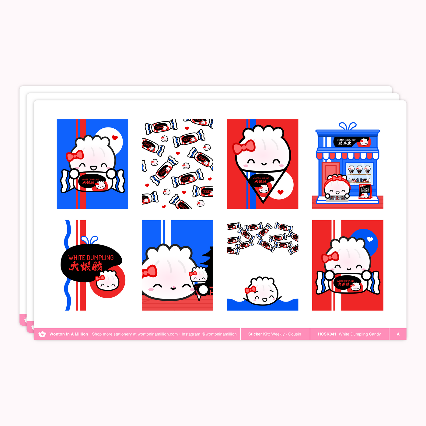 HCSK041 | White Dumpling Candy Weekly Sticker Kit (Hobonichi Cousin)