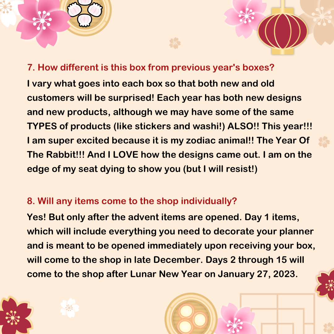 Lunar New Year 2023 15 Day Advent Calendar Box: Year Of The Rabbit