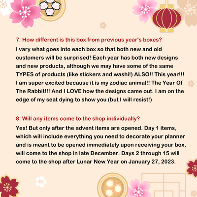 B132 | Lunar New Year 2023 15 Day Advent Calendar Box: Year Of The Rabbit