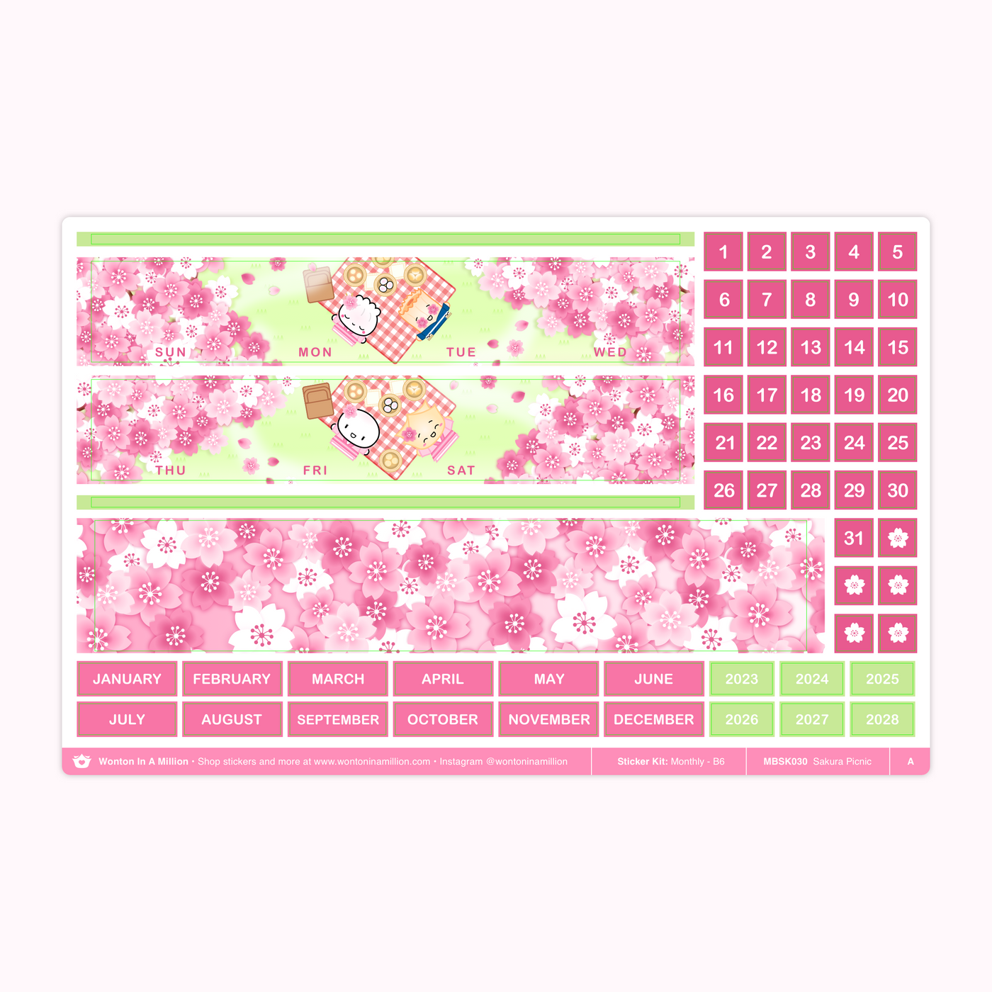 Japan - Sakura Picnic Monthly Sticker Kit (B6)