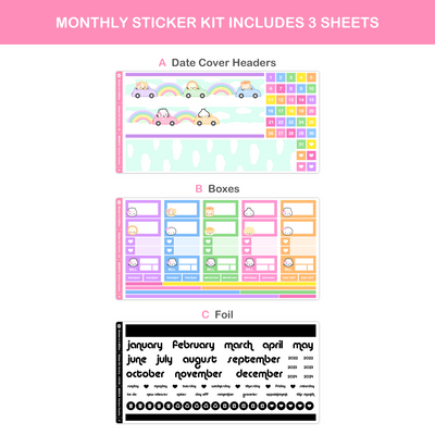 Rainbow Roadtrip Monthly Sticker Kit (B6)