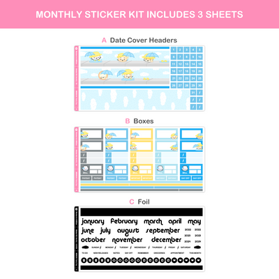 MBSK019 | Rainy Day Monthly Sticker Kit (B6)