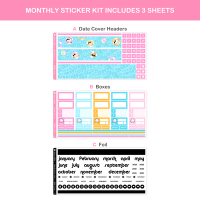 Pool Day Monthly Sticker Kit (B6)