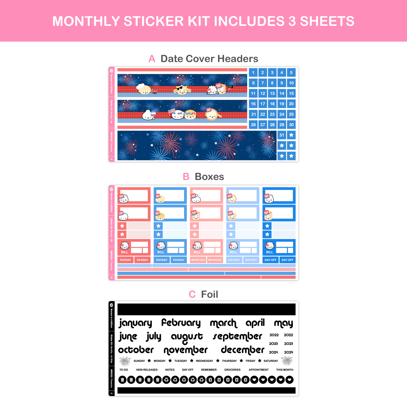 Fireworks Monthly Sticker Kit (B6)