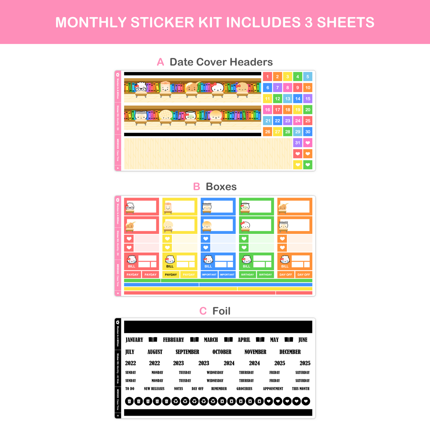 MBSK023 | Class Time Monthly Sticker Kit (B6)