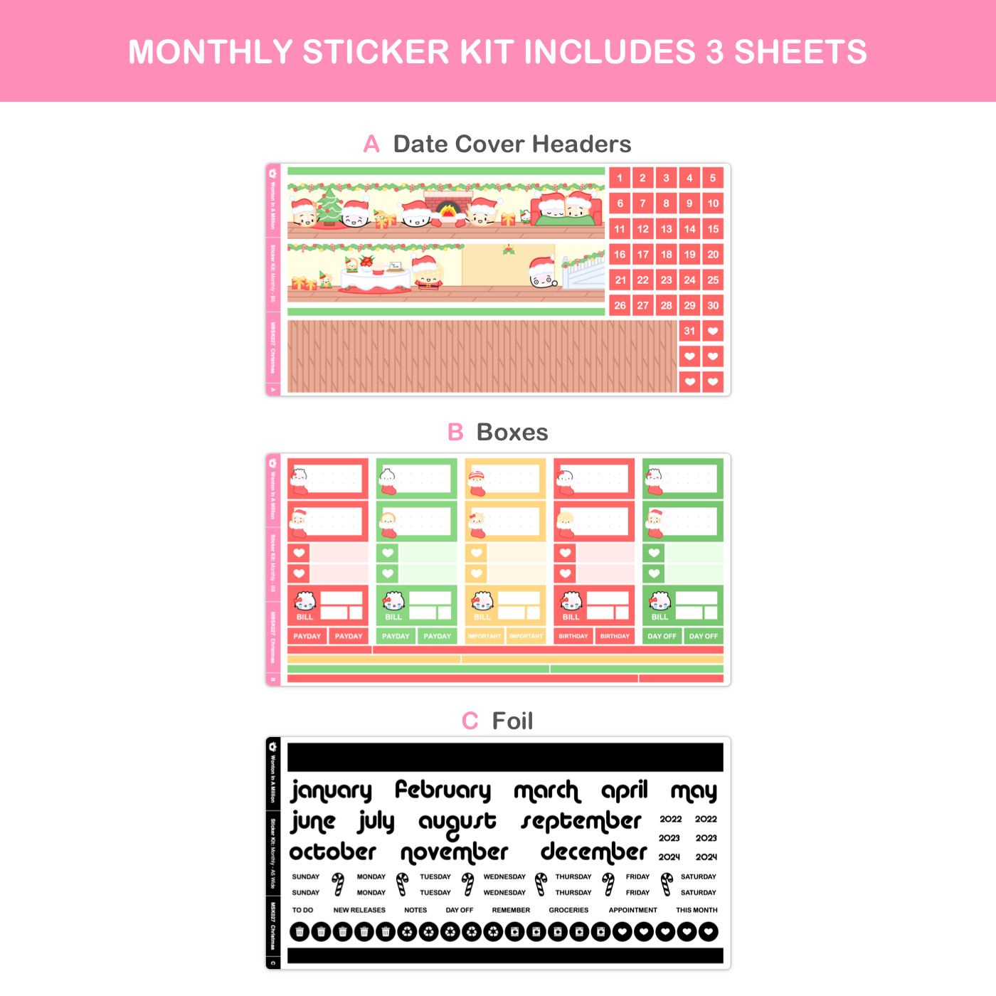 MBSK027 | Christmas Monthly Sticker Kit (B6)