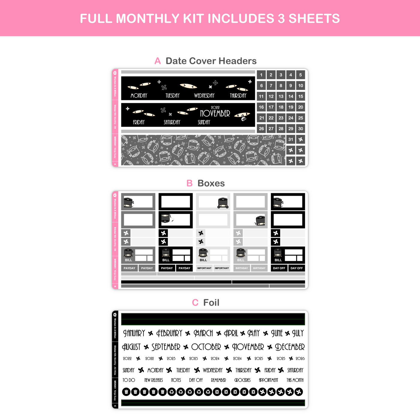 MBSK051 | Ninja Monthly Sticker Kit (B6)