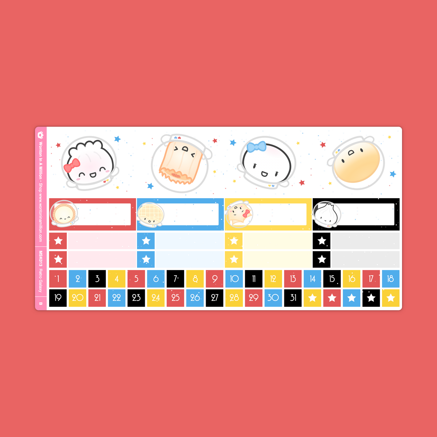 Retro Galaxy Monthly Sticker Kit (A5W)