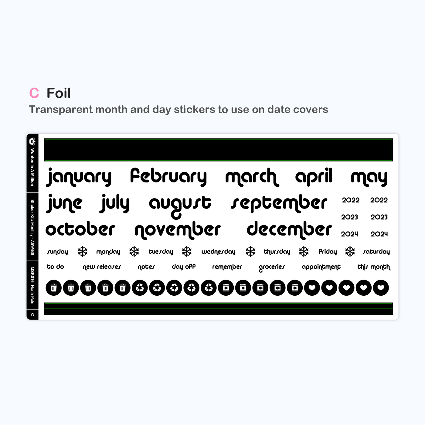 North Pole Monthly Sticker Kit (A5W)