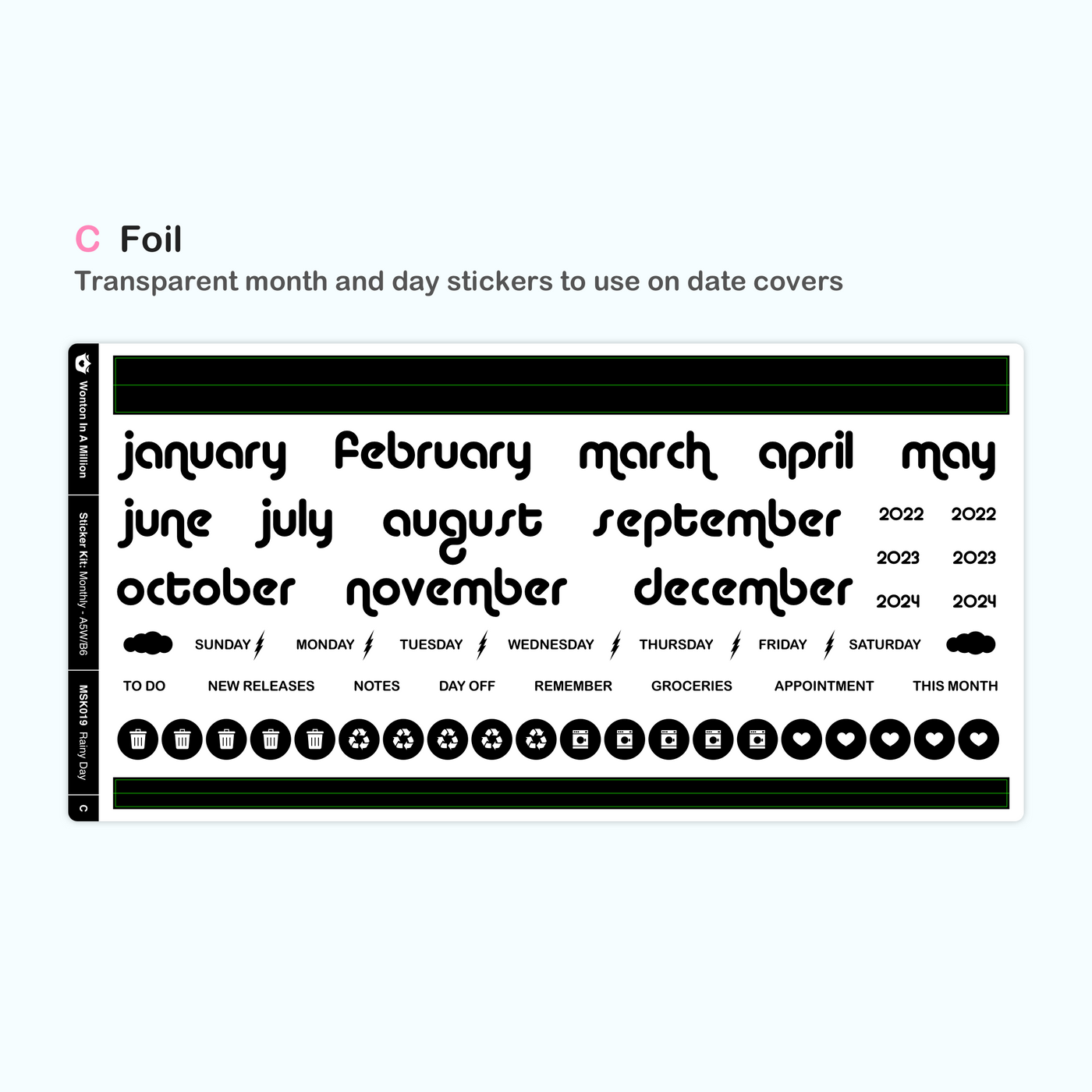 Rainy Day Monthly Sticker Kit (B6)