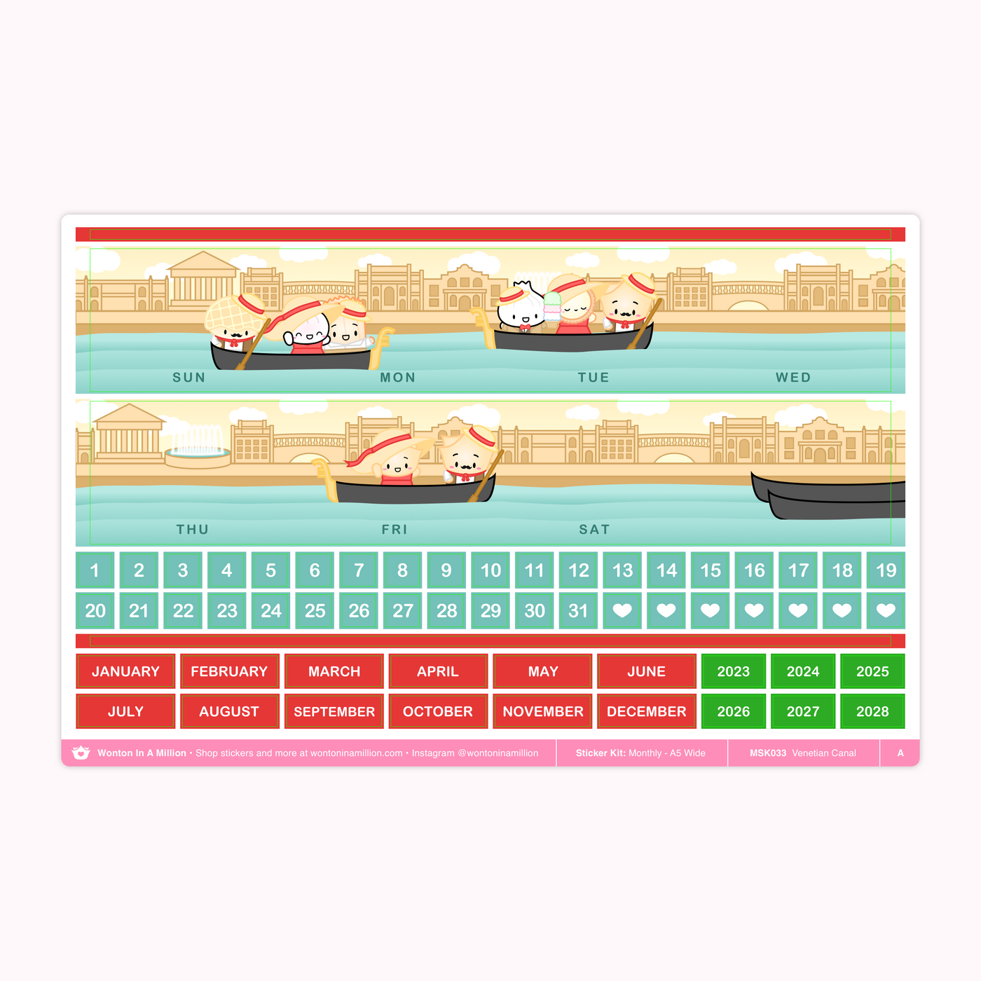 Italy - Venetian Canal Monthly Sticker Kit (A5W)