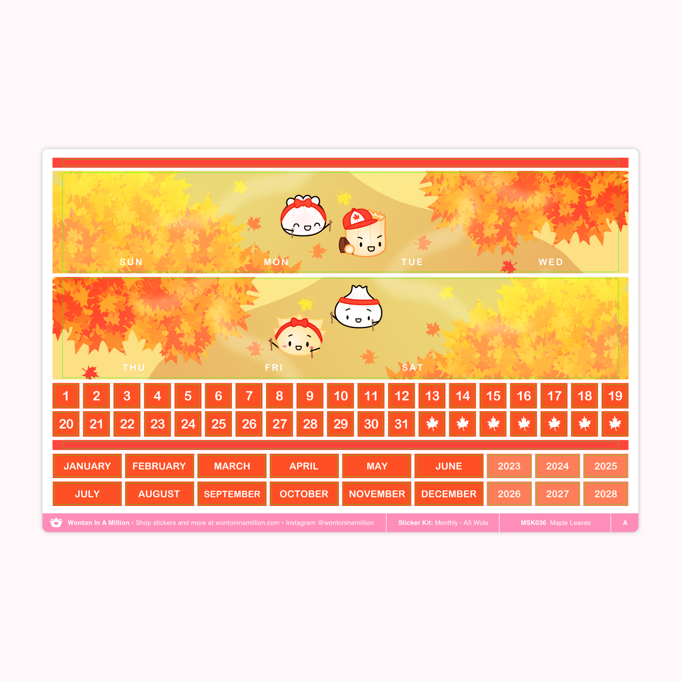 Canada - Maple Leaves Monthly Sticker Kit (A5W)