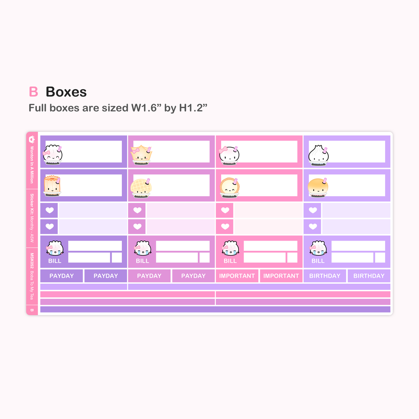 Bubble Tea Monthly Sticker Kit (A5W)