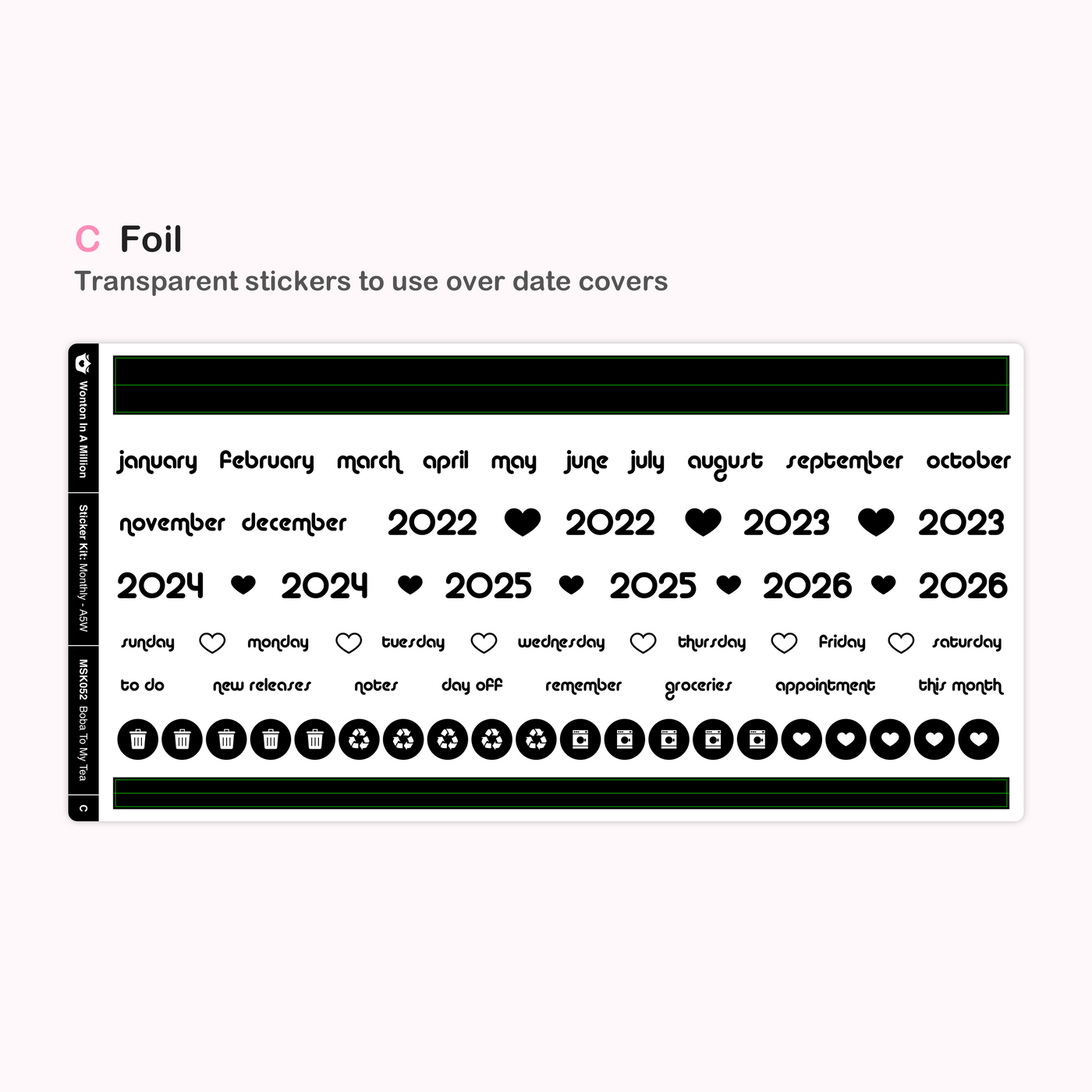 Bubble Tea Monthly Sticker Kit (A5W)