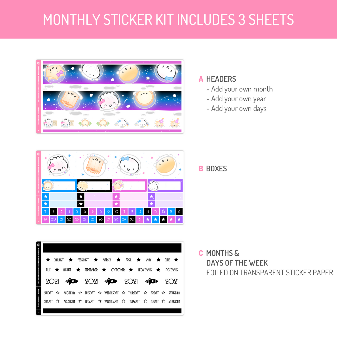 Nebula Galaxy Monthly Sticker Kit (A5W)