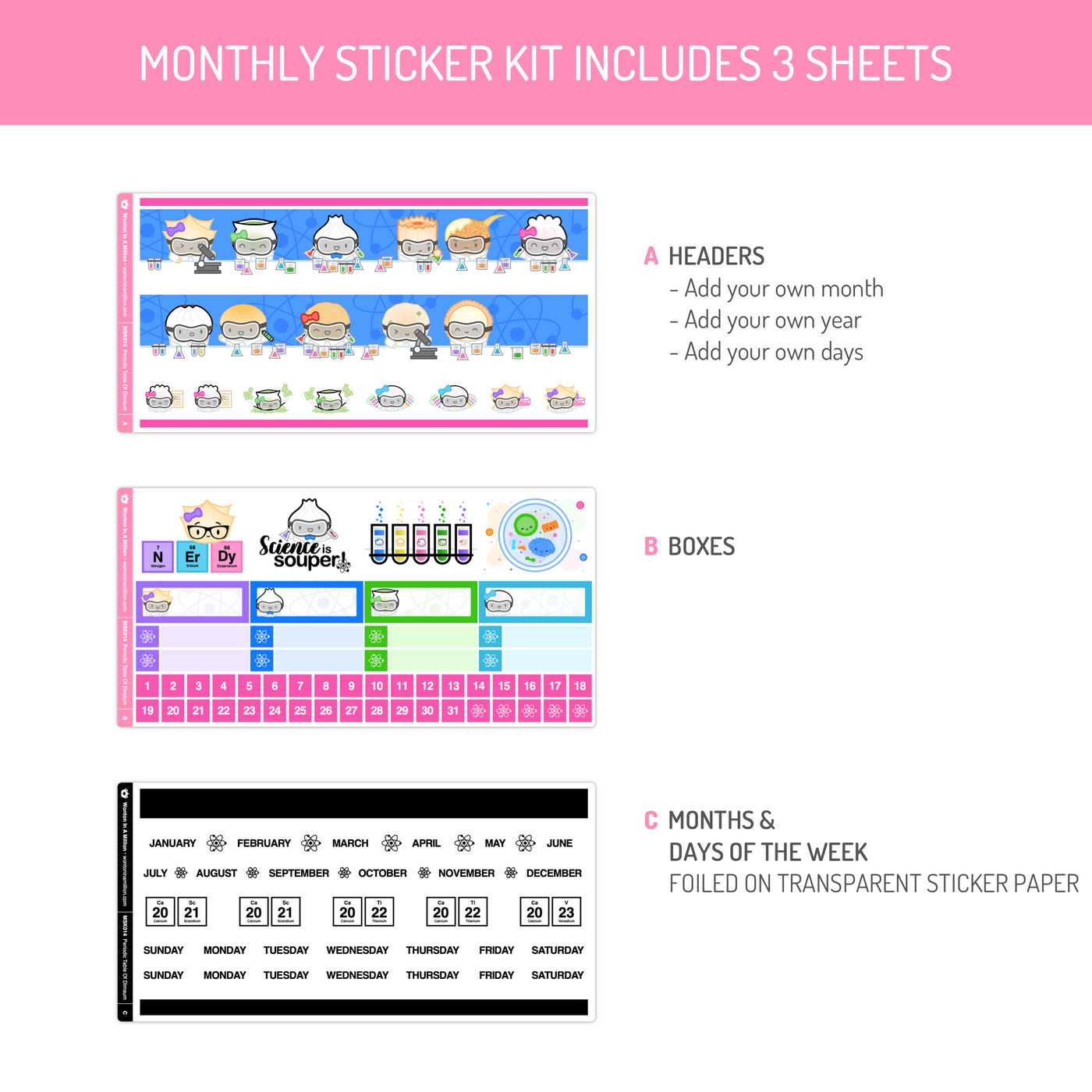 Periodic Table Monthly Sticker Kit (A5W)