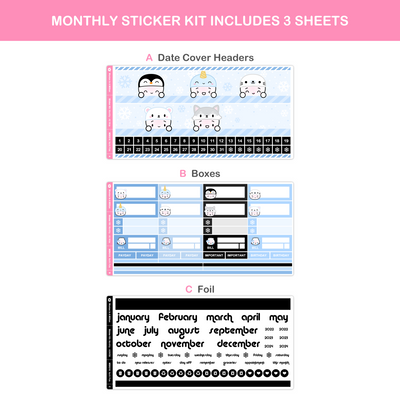 North Pole Monthly Sticker Kit (A5W)